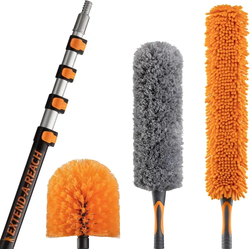 Miniatura 10 de Kit de plumero de alto alcance de 36 pies con poste de extensión de 5-30 pies/ Kit de limpieza de plumero de techo alto con poste
