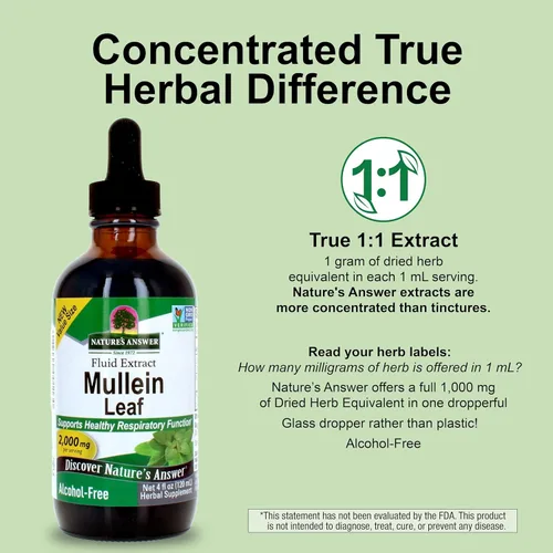 Miniatura 4 de Nature's Answer Extracto de hoja de gordolobo sin alcohol, 4 onzas – 2000 mg de apoyo a base de hierbas respiratorias y mucosas – vegano, sin OMG