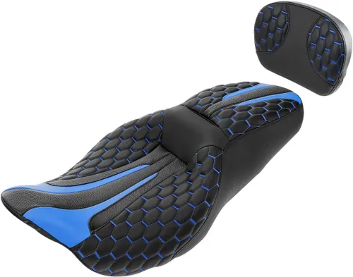 Miniatura 28 de Asiento de conductor, pasajero y piloto - SLMOTO Asiento de motocicleta de una pieza para 2 personas, compatible con Harley Touring Road King CVO