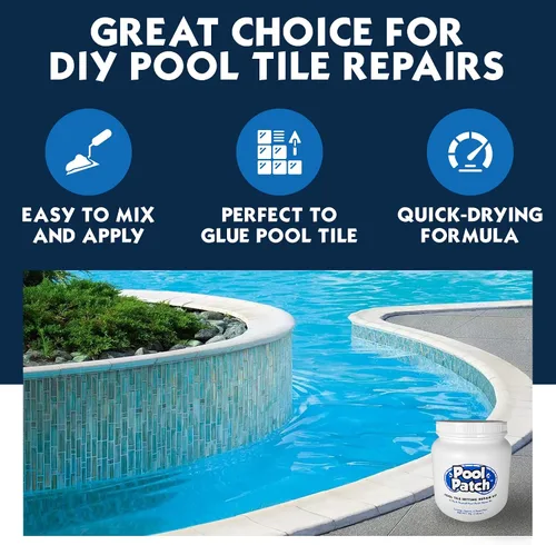 Miniatura 3 de Pool Patch Kit de reparación adhesivo para azulejos de piscina gris de 3 libras, fórmula de ajuste fácil de mezclar y aplicar, perfecto para pegar