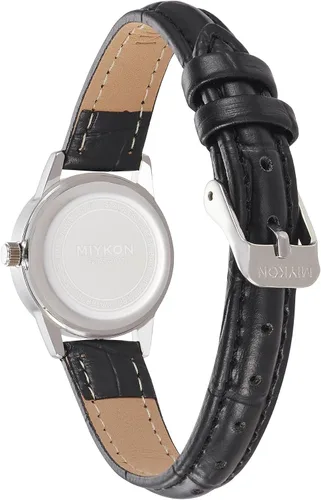 Miniatura 5 de Miykon Relojes para mujer – Delicado pequeño reloj analógico para mujer con correa de cuero vegano negro – Segundero, pulido iónico, cristal