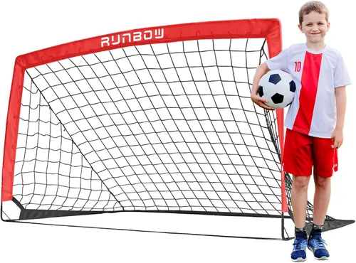 Miniatura 14 de Portería de fútbol para patio trasero, red de fútbol plegable portátil de 5 x 3 pies con bolsa de transporte para niños y adultos