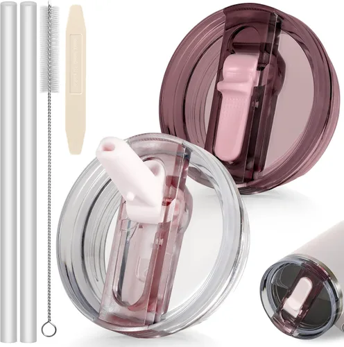 Miniatura 54 de 14 oz Tapa con popote abatible de repuesto para accesorios de vaso Stanley, 2 tapas antiderrames a prueba de derrames para vasos Stanley de 14 oz