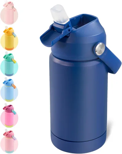 Miniatura 36 de Kerilyn - Botella de agua para niños, de acero inoxidable, con pajilla a prueba de fugas, con aislamiento térmico, libre de bisfenol A, unisex
