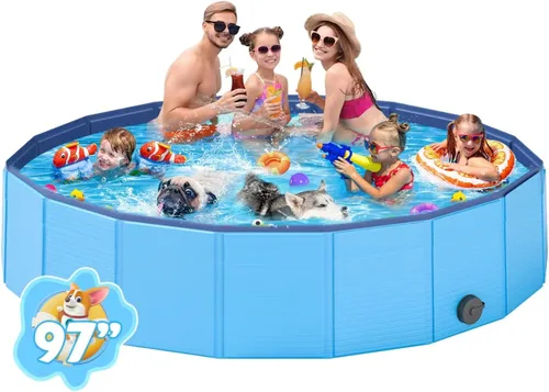 Miniatura 9 de YSJILIDE Piscina plegable para perros, piscina portátil de PVC para mascotas, baño plegable de plástico para perros y niños grandes, medianos y Azul