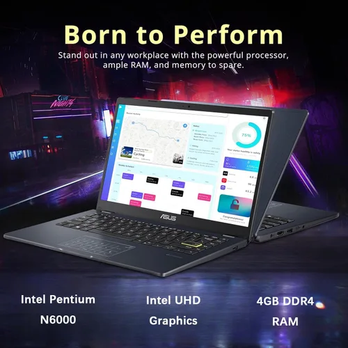 Miniatura 2 de ASUS Vivobook Go Laptop FHD de 14 pulgadas, Intel Pentium N6000 (hasta 3.30 GHz), pantalla de 1920 x 1080, memoria de 4 GB, 64 GB eMMC, 1 año
