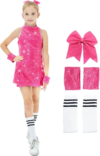 Girls Sequins Dance Dress, Jazz Dance Costumes Hip Hop Outfits Sleeveless Modern Dance Costume Top and Shorts