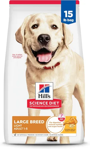 Hill's Science Diet Large Breed Light Adult - Alimento seco para perros adultos de 1 a 5 años, proteína de calidad para apoyo al control de peso,