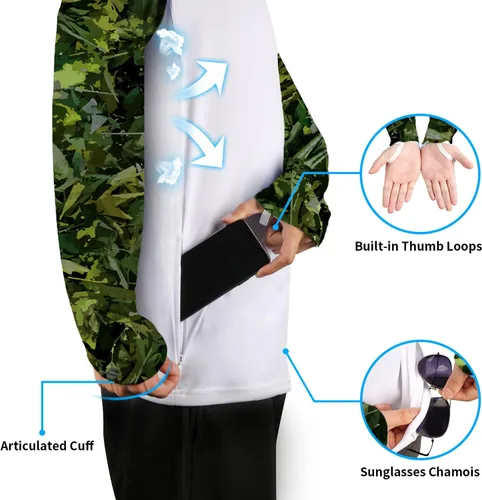 Miniatura 17 de Palmyth - Camiseta de pesca para hombre, con manga larga, protección solar ultravioleta FPU 50+, con bolsillo