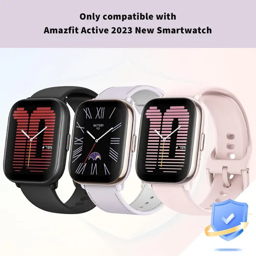 Miniatura 2 de Rc-Z Paquete de 2 fundas protectoras de pantalla para reloj inteligente Amazfit Active, parachoques duro de policarbonato integrado, película