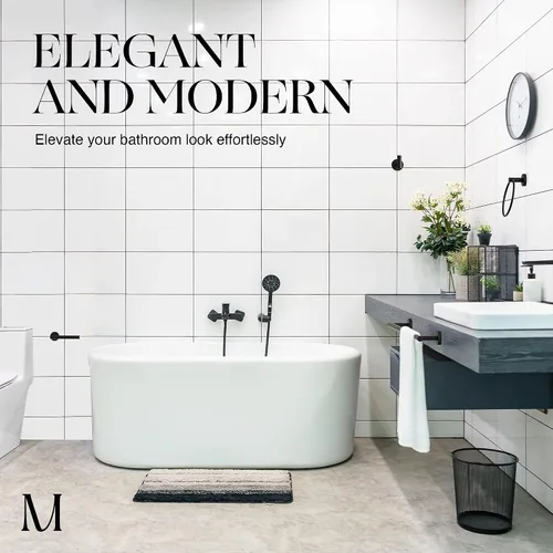 Miniatura 6 de Marmolux Acc - Juego de 4 piezas de accesorios de baño negro mate - Juego de toalleros, toallero y accesorios montados en la pared - Accesorios