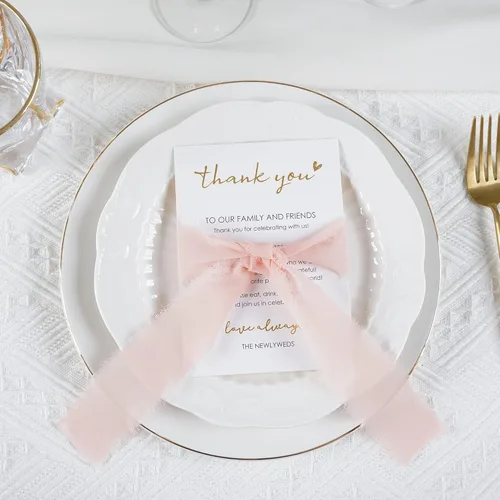 Miniatura 12 de HUIHUANG Tarjetas de agradecimiento de boda, 50 tarjetas de lugar para colocar en la mesa, recepciones, cenas, eventos y celebraciones