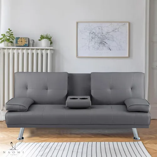 Miniatura 13 de Naomi Home Sofá cama tipo futón convertible compacto – Moderno sofá cama de piel sintética para espacios pequeños, apartamentos y dormitorios