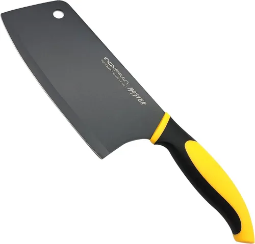 Miniatura 6 de GARASANI Juego de 3 cuchillos de chef, acero inoxidable, revestimiento de cerámica negra, 1 cuchillo de cocina chino, 1 cuchillo de fruta, 1 tijeras