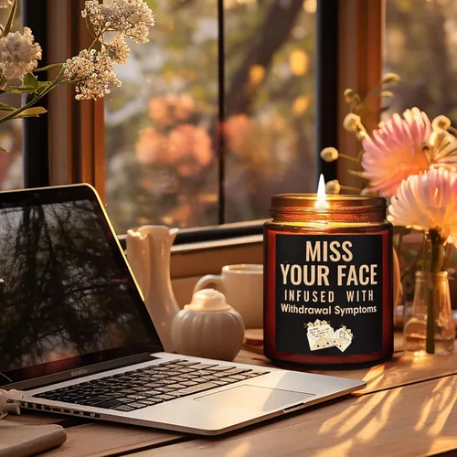 Miniatura 5 de Regalos divertidos para amigos para mujeres y hombres, vela Miss Your Face para ella y él, divertido cumpleaños, amistad, regalo relajante, vela