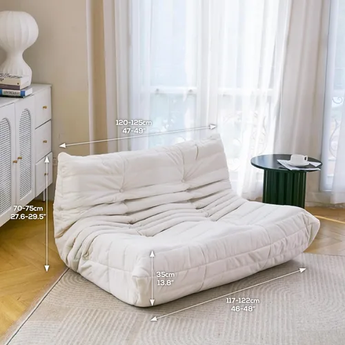 Miniatura 2 de N&V Silla Fireside, sofá de suelo sin brazos de mediados de siglo, silla de microfibra suave de alta calidad, sofá de espuma para sala de estar