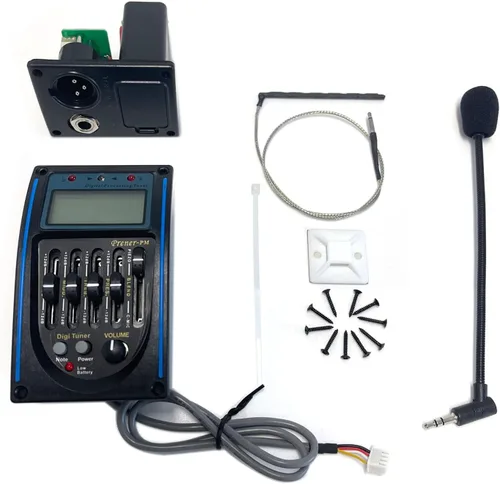 Miniatura 6 de Pastilla de guitarra acústica, ecualizador ecualizador de ecualizador de 5 bandas, preamplificador piezoeléctrico sintonizador con micrófono