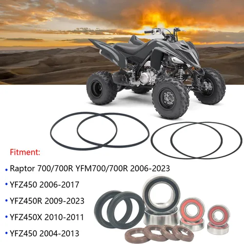 Miniatura 4 de Kit de sellos de rodamiento de rueda delantero y trasero para Yamaha Raptor 700 YFZ450 YFZ450R YFZ450X 2006-2023 (16 piezas)
