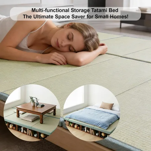 Miniatura 2 de Colchón de tatami japonés, alfombra de tatami, tapete de Igusa (hierba japonesa Rush), tapete plegable de tatami, tapete de verano para dormir
