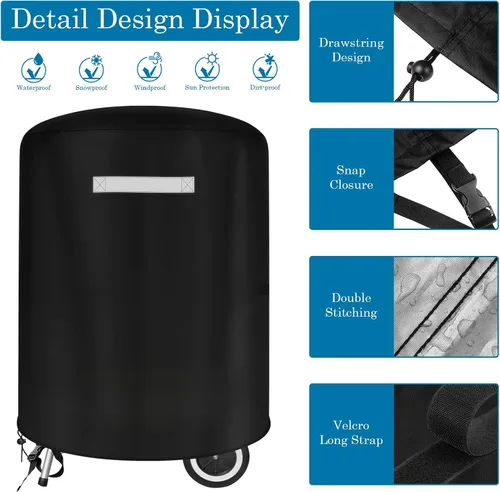 Miniatura 7 de Cubierta redonda para parrilla Weber de 22 pulgadas al aire libre impermeable para parrillas de carbón Kettle - Cubiertas para parrilla de carbón
