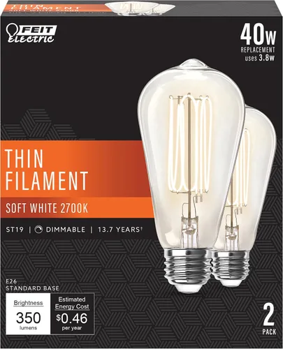 Miniatura 12 de Feit Electric ST19 Bombilla LED Edison vintage, equivalente a 40 W, regulable, luz cálida 2100, base E26, bombillas de iluminación de filamento fino