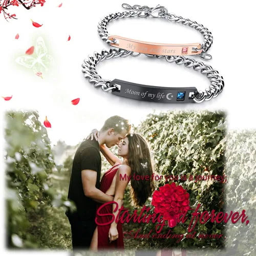 Miniatura 4 de OIDEA 2pcs Stainless Steel Cubic Zirconia His Queen Her King Bracelets,Romantic Keep Me in Your Heart,CZ Love Charm Bangle Braclets for Valentines