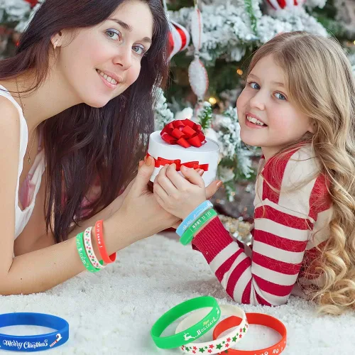 Miniatura 6 de Coogam 40 pulseras de silicona de Navidad, accesorios de goma de Navidad, regalo para niños y adultos, regalos para calcetines de Navidad