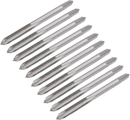 Miniatura 10 de uxcell Juego de 5 pares de roscado de mano métrica M1.6 Rosca 0.014 in paso cónico y enchufe Fresado Machos rectos Flautas de acero de alta velocidad