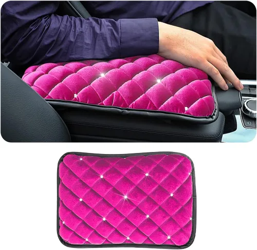 Miniatura 7 de AUCELI Funda esponjosa para reposabrazos de automóvil, almohadilla de consola central de automóvil con diamantes brillantes, protector de caja
