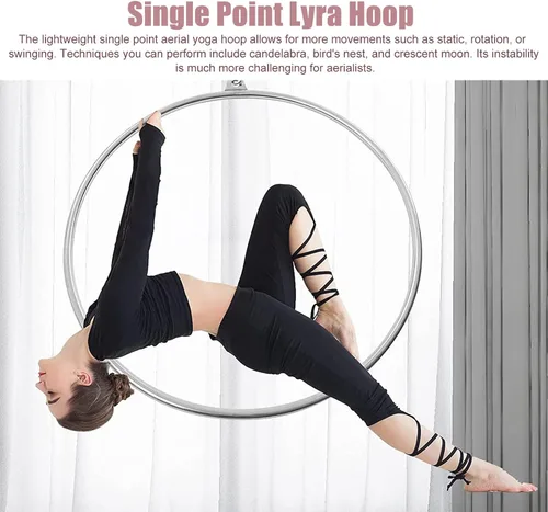 Miniatura 4 de Juego de aros aéreos de yoga para adultos, equipo de fitness de baile, anillo de aro de Lyra, kit de aro de yoga de arte de metal grande