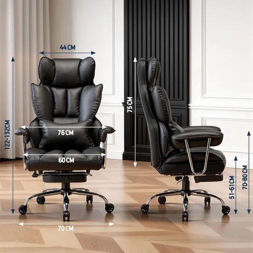 Miniatura 2 de Efomao Silla de oficina grande y alta de 400 libras, silla ejecutiva de escritorio de piel sintética con reposapiés y soporte lumbar, asiento