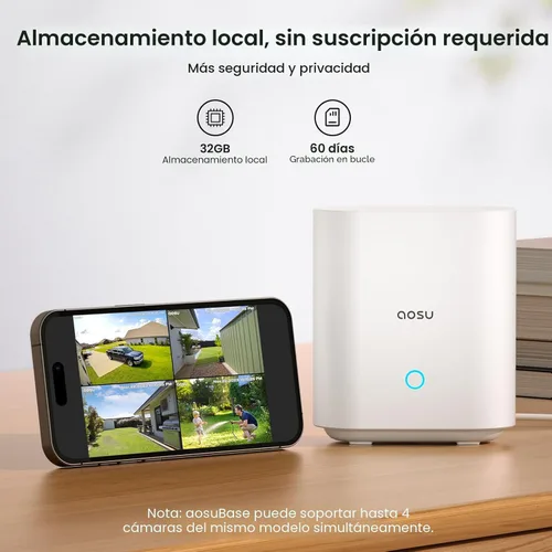 Miniatura 2 de Cámaras de seguridad AOSU para exteriores inalámbricas, kit de 4 cámaras, 166° de ultra gran angular, alimentadas por batería, sin suscripción