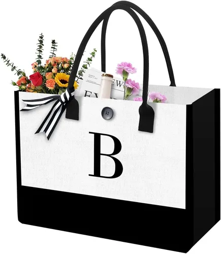 Bolsa de playa de lona para mujer, bolsa grande de lona personalizada con bolsillo con cremallera, regalos para amigos, novia, despedida de soltera,