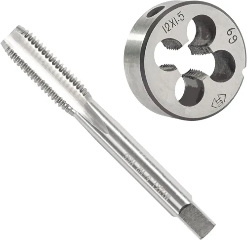 Miniatura 13 de M14 x 1.5 Pulgadas Juego de Rosca y Troquel Métrica, Rosca de Máquina M14 x 1.5mm HSS y Troquel de Herramienta de Acero de Aleación Redonda M14 x