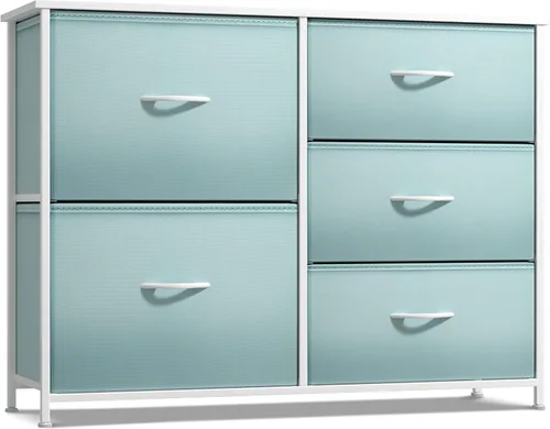 Sorbus - Cómoda con 5 cajones, mesita de noche y mesa auxiliar para el hogar, accesorios de habitación, oficina, dormitorio universitario,