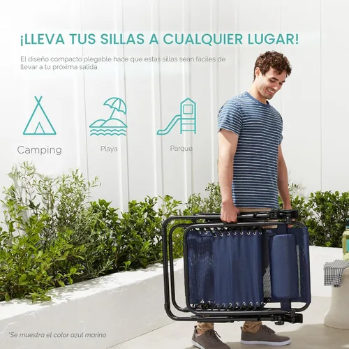 Miniatura 5 de Best Choice Products - Juego de 2 sillas reclinables y ajustables de malla y acero, sillas con sensación gravedad cero con cojines y bandejas