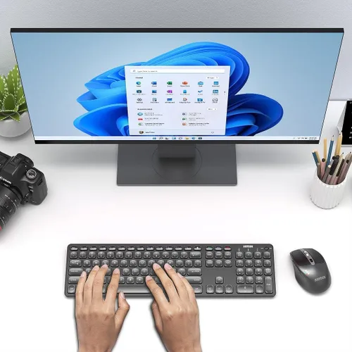 Miniatura 7 de Arteck Teclado y Ratón Bluetooth Universal Multidispositivo Teclado Bluetooth Inalámbrico de Tamaño Completo y Conjunto de Ratón Ergonómico