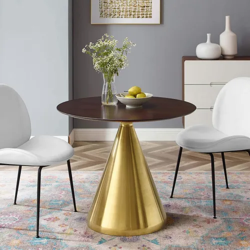 Miniatura 8 de Modway Tupelo - Mesa de comedor cuadrada de 28 pulgadas, color dorado y blanco