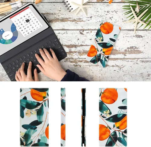 Miniatura 189 de HUA ANGEL Billetera para mujer, ultra delgada y delgada, con bloqueo RFID, tarjetero de crédito, doble embrague, carteras largas, regalo para A-ámbar