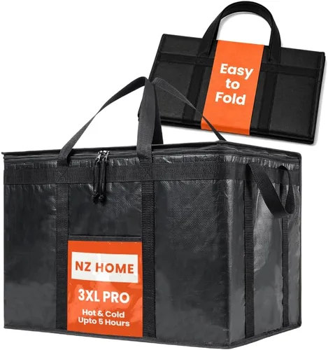 Miniatura 28 de NZ home Durable 3XL PRO Bolsa Térmica Aislada y Calentador de Alimentos para Entrega y Compras de Comestibles con Cremallera Superior, Azul Grado