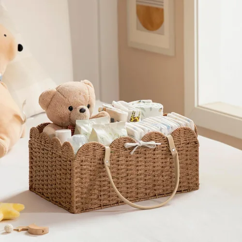 Miniatura 2 de HBlife - Organizador grande de pañales para bebé, cestas de almacenamiento de papel y cuerda para guardería con divisor extraíble, organizador