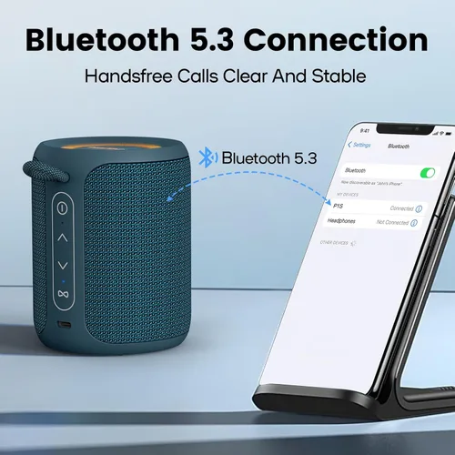 Miniatura 5 de Altavoz Bluetooth inalámbrico, IP67 impermeable y a prueba de polvo altavoz portátil con luces, sonido estéreo fuerte de 15 W, batería de 2500 mAh