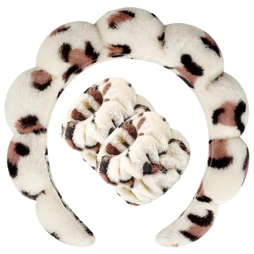 Miniatura 25 de Zkptops Diadema de Spa para Lavar la Cara Muñequera Esponja Maquillaje Cuidado de la Piel Diadema de Tela de Rizo Burbuja Suave Prepárate Diadema