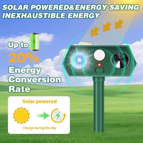 Miniatura 5 de Paquete de 4 repelentes ultrasónicos solares para animales de exterior, repelente de gatos para exterior, dispositivos repelentes de ciervos