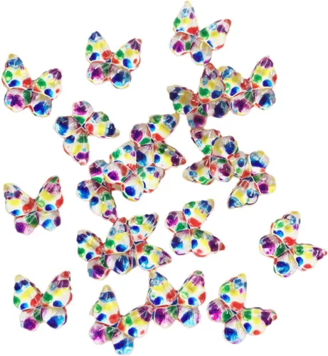 Miniatura 16 de Diamantes de imitación de mariposa con parte trasera plana, 80 unidades de 0.394 pulgadas, dijes de mariposa de resina para uñas, adornos, álbumes