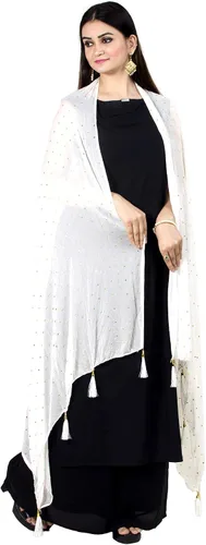 Miniatura 3 de Chandrakala Chal Dupatta de gasa para mujer, chal envolvente Chunni, beige (D191-P)