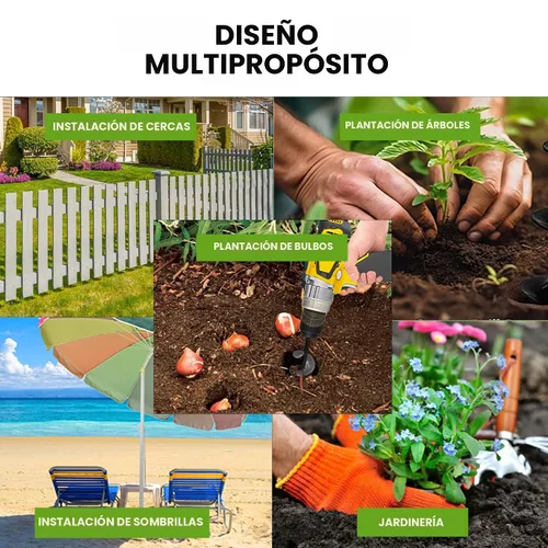 Miniatura 6 de Paquete de 4 brocas de taladro para plantar – Herramienta de agujero en espiral de jardín y plantador de bulbos para agujeros de paraguas