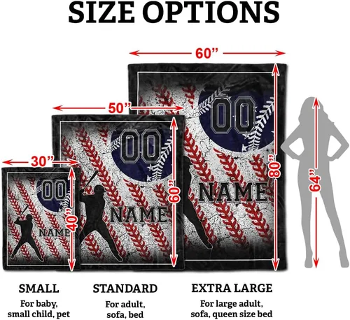 Miniatura 2 de TEEMAN Manta de béisbol personalizada para niño, regalos de noche de béisbol para adultos mayores 2024, manta de bandera estadounidense, regalos