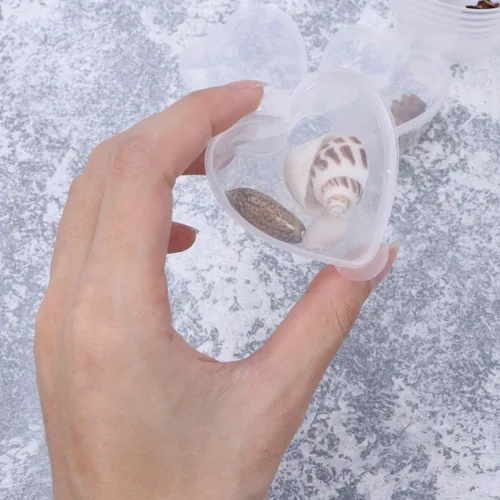 Miniatura 2 de Didiseaon Recipiente de condimentos en forma de corazón, de plástico transparente, cajas pequeñas con tapa para el hogar, cocina, comida
