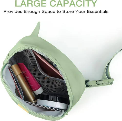 Miniatura 3 de SOVICO Riñonera de moda para mujer, riñonera con correa ajustable, riñonera para viajes, entrenamiento, correr, senderismo, B5. Verde, Riñonera